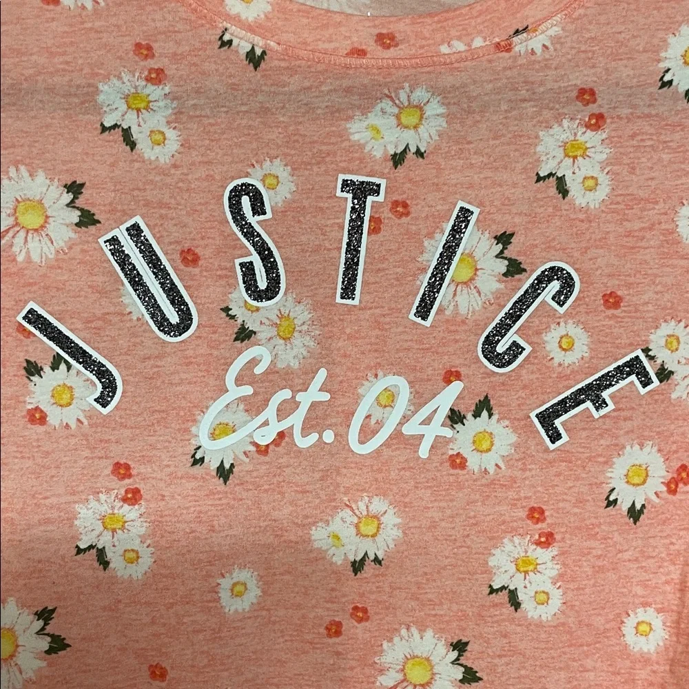 Justice size 10 Pink Floral Lightweight Super Soft Long Sleeve T-Shirt with Logo